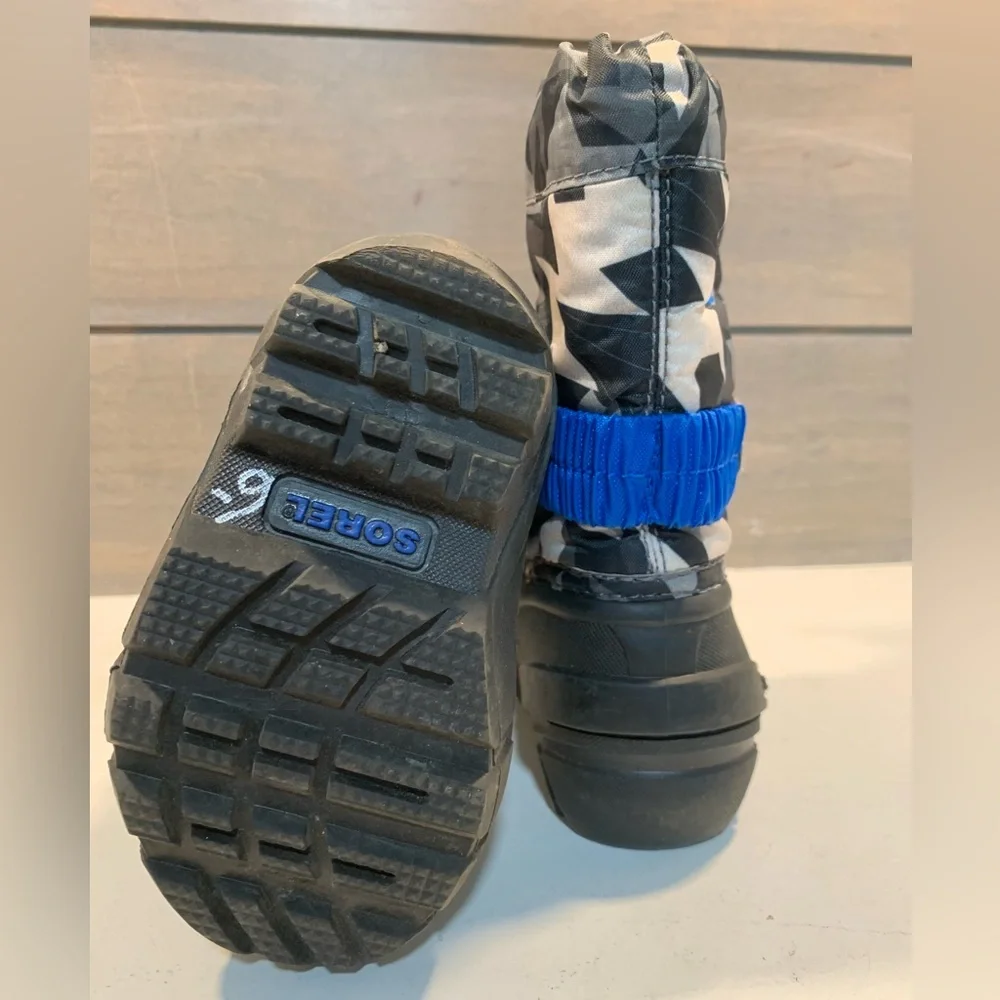 Sorel Kids Flurry Print Snow Boot Blue Gray 5 Winter Thermal Waterproof Outdoor